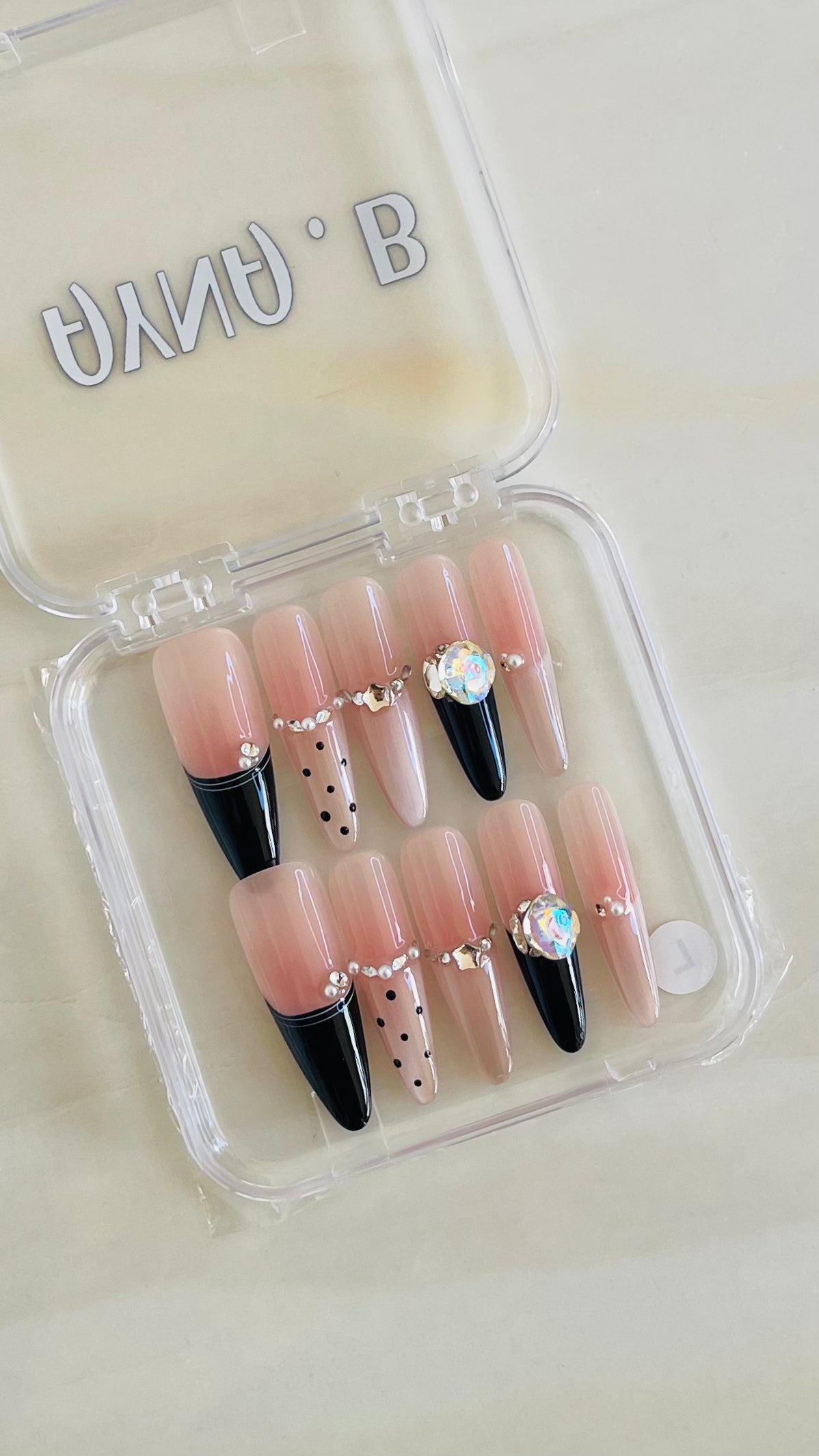 Black French Tip ,Polka Dots - AYNA.B